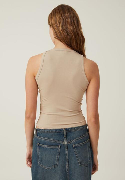 Cotton On - Staple rib scoop neck tank - mid taupe
