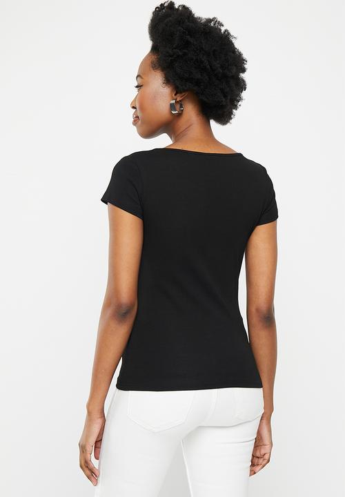 SISSY BOY - Square neck fashion top - black