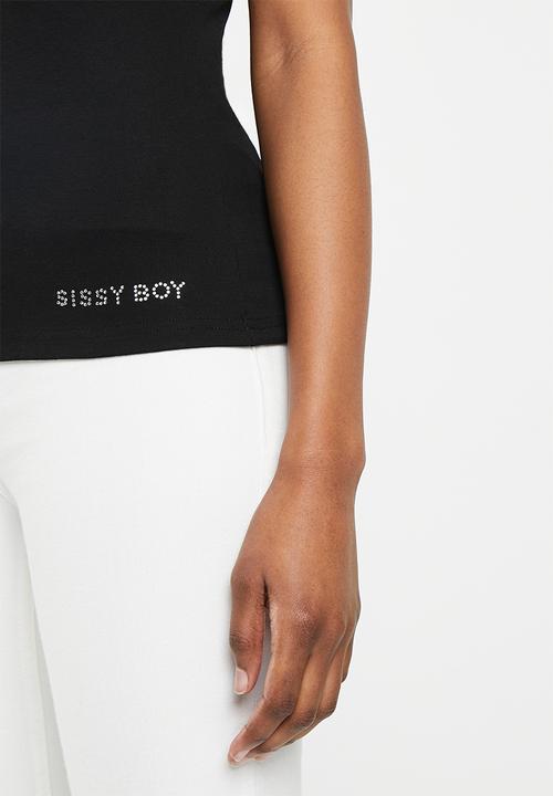 SISSY BOY - Square neck fashion top - black
