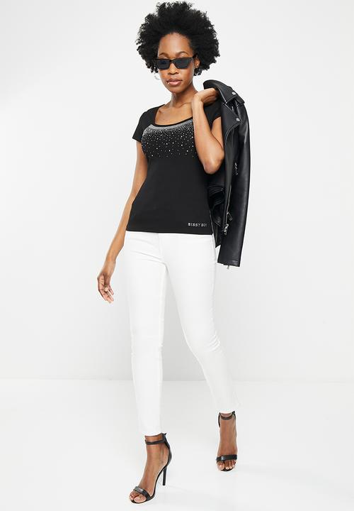SISSY BOY - Square neck fashion top - black