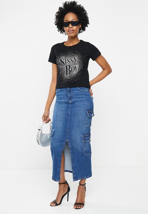 SISSY BOY - Farah: high waist cargo maxi skirt - med vintage