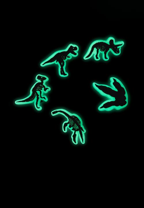 Crocs - Glow in the dark dino 5 pack jibbitz - black