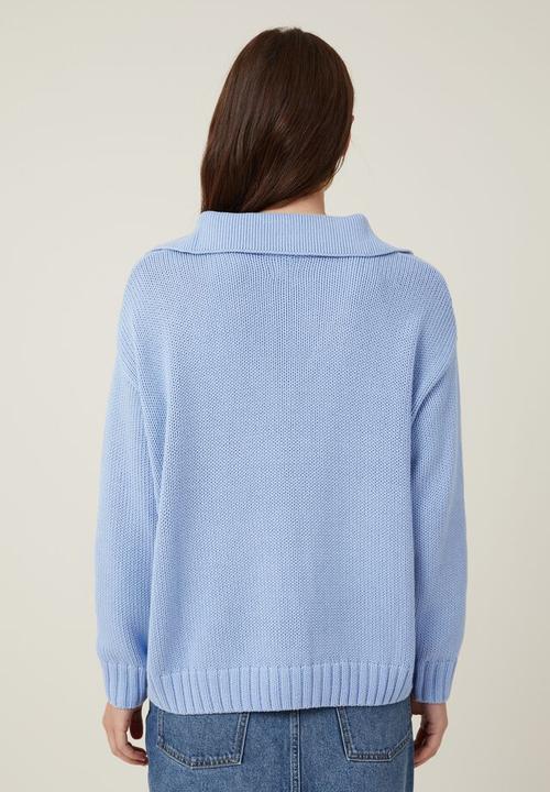 Cotton On - Cotton half zip pullover - soft blue