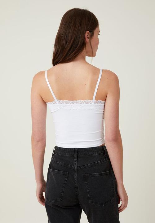 Cotton On - Katie straight neck lace cami - white