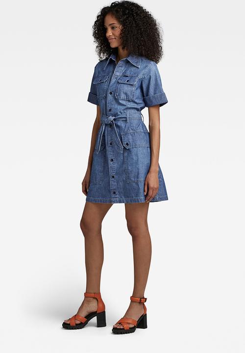 G-STAR - Military shirt dress short sleeve - faded ionic blue