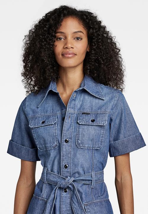 G-STAR - Military shirt dress short sleeve - faded ionic blue