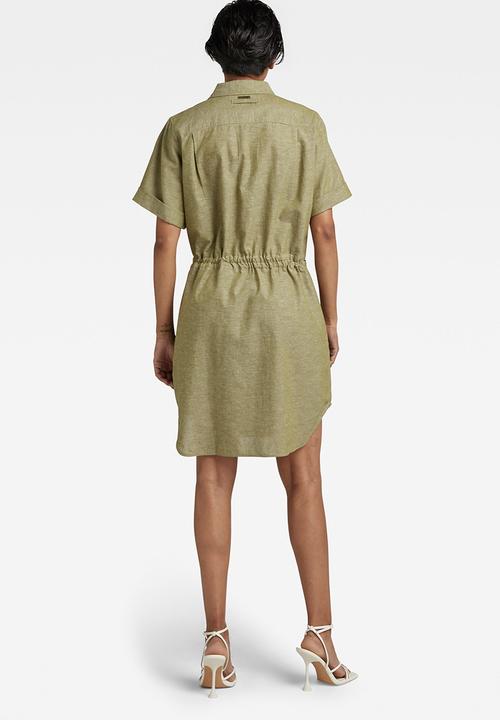 G-STAR - Millery pockets dress short sleeve - avocado/milk