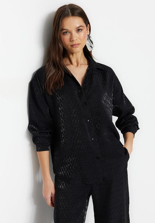 Trendyol - Oversized textured shirt - black