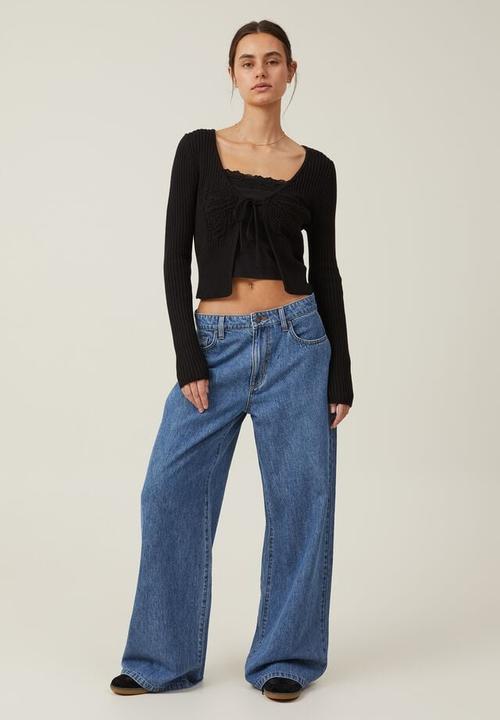 Cotton On - Butterfly tie front cardigan - black