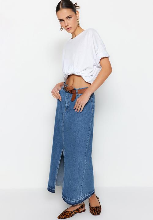 Trendyol - Denim maxi skirt - dark blue