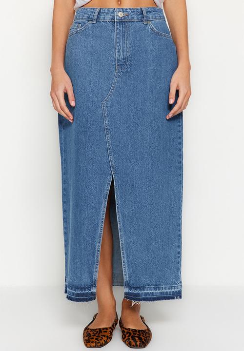 Trendyol - Denim maxi skirt - dark blue