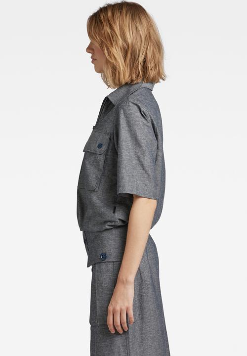 G-STAR - 2 Pocket cropped shirt short sleeve - black
