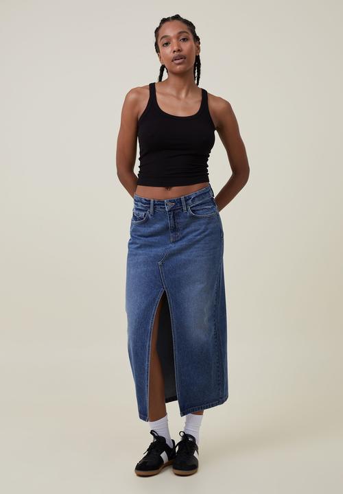 Cotton On - Bailey denim maxi skirt - bottle blue