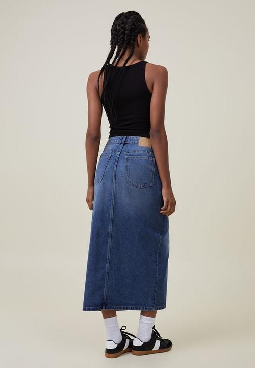 Cotton On - Bailey denim maxi skirt - bottle blue
