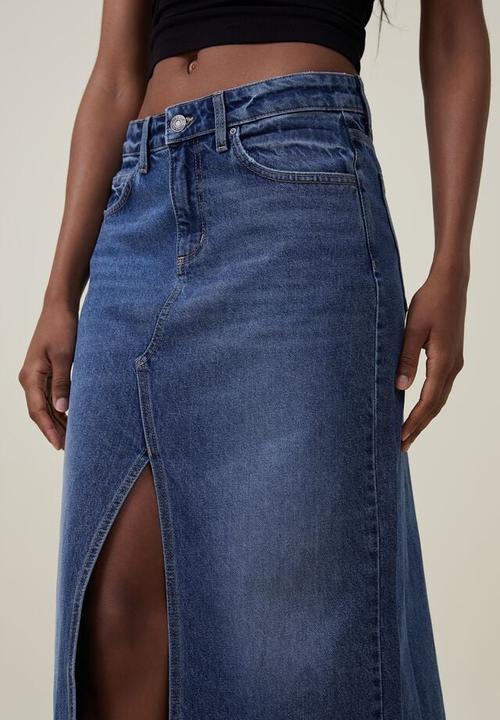 Cotton On - Bailey denim maxi skirt - bottle blue