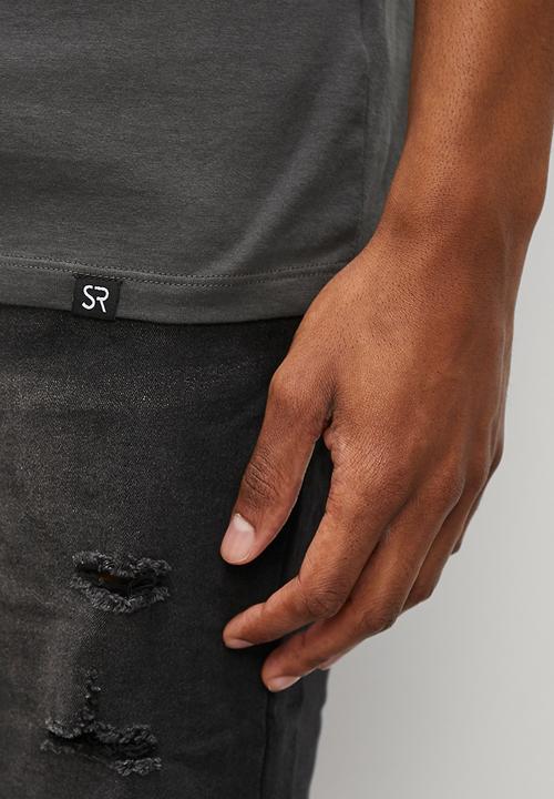 STYLE REPUBLIC - Jovi raw edge v neck tee - charcoal