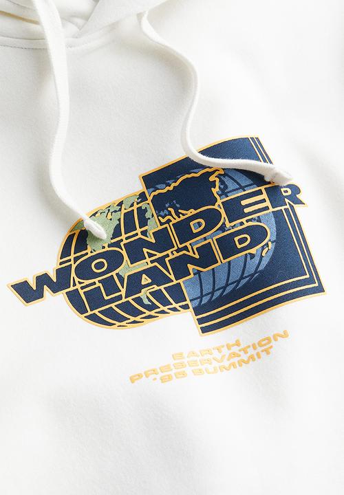 H&M - Relaxed fit printed hoodie - white/wonderland