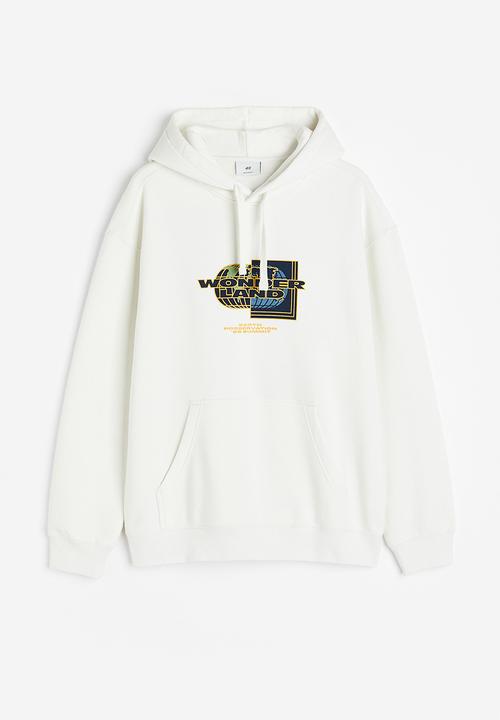 H&M - Relaxed fit printed hoodie - white/wonderland