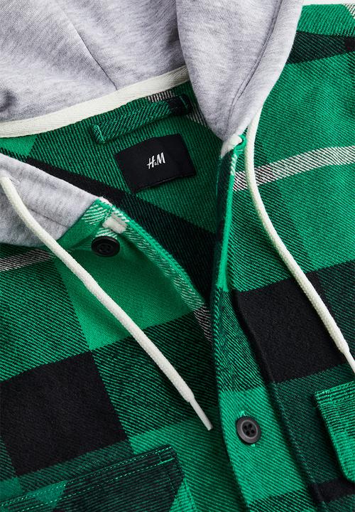 H&M - Hooded overshirt - green/black checked