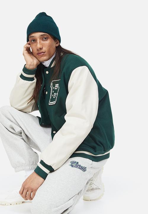 H&M - Loose fit printed sweatpants - light grey marl/varsity