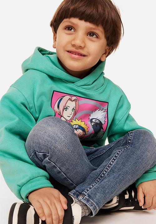 H&M - Oversized print-motif hoodie - green/naruto