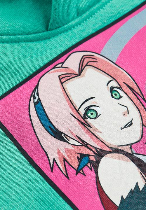 H&M - Oversized print-motif hoodie - green/naruto