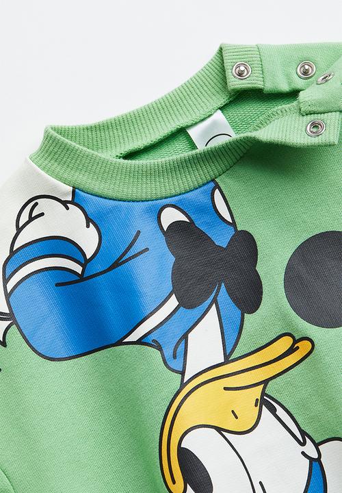 H&M - 2-piece sweatshirt and joggers set - green/mickey mouse 