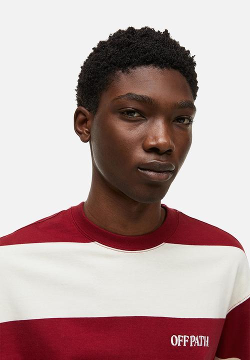 H&M - Relaxed fit jersey top - cream/red striped