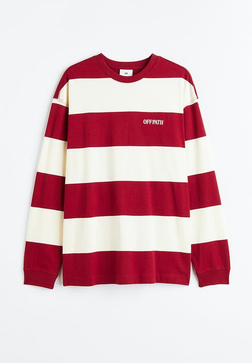 H&M - Relaxed fit jersey top - cream/red striped