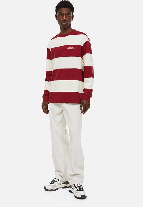 H&M - Relaxed fit jersey top - cream/red striped