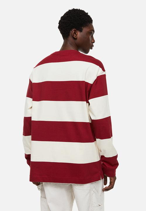 H&M - Relaxed fit jersey top - cream/red striped