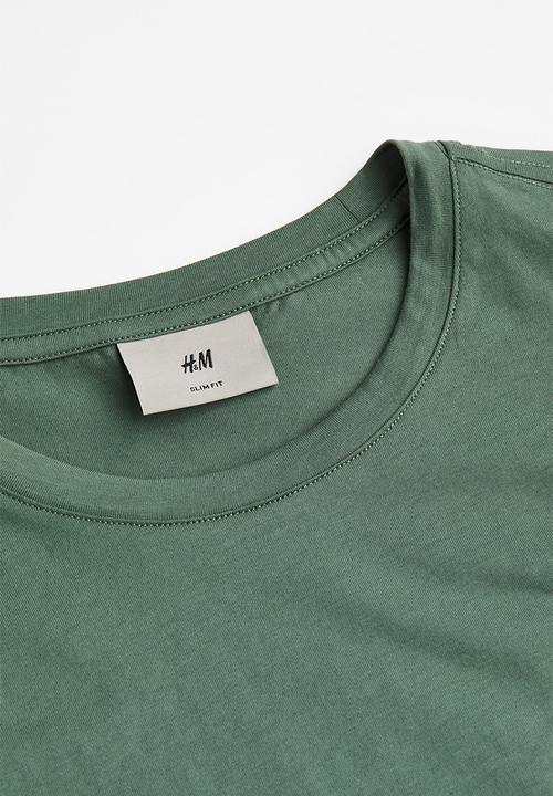 H&M - Slim fit pima cotton T-shirt - dark green