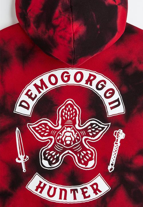 H&M - Oversized fit printed hoodie - red/stranger things