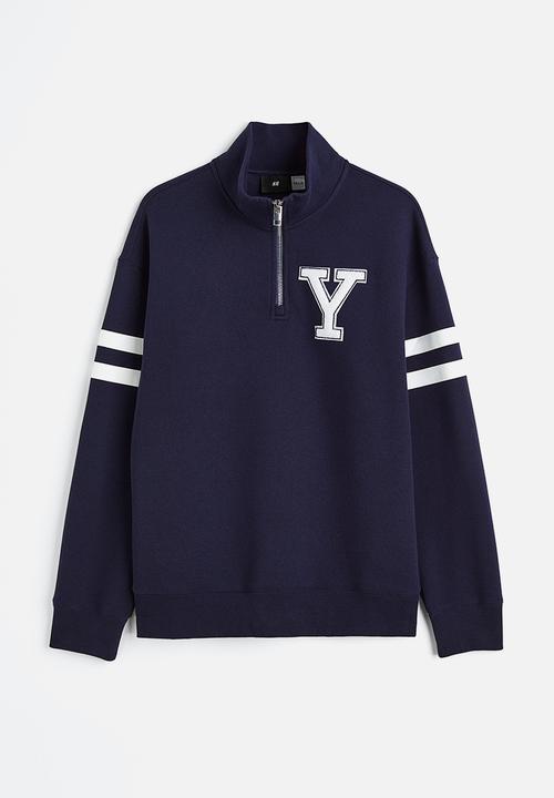 H&M - Relaxed fit zip-top sweatshirt - dark blue/yale