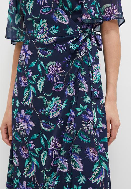 MILLA - Ruffle sleeve wrap midaxi dress - midnight paisley