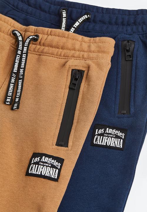 H&M - 2-Pack joggers - dark beige/dark blue 