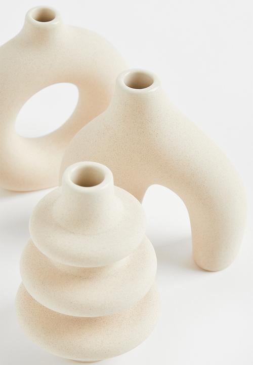 H&M - 3 Pack mini stoneware vases - light beige