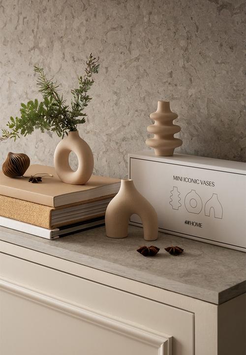 H&M - 3 Pack mini stoneware vases - light beige