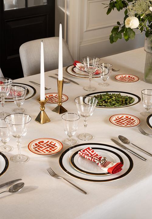 H&M - Small porcelain plate - orange/patterned