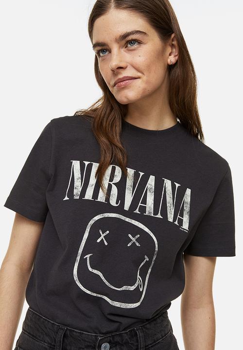 H&M - T-shirt with a motif - dark grey/nirvana 