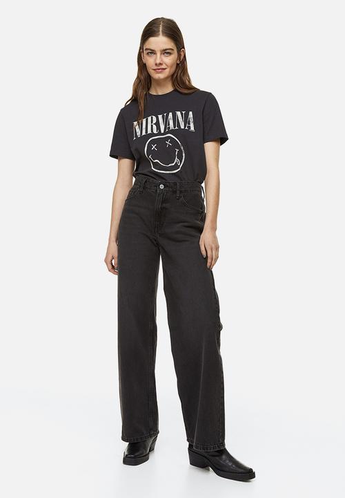 H&M - T-shirt with a motif - dark grey/nirvana 