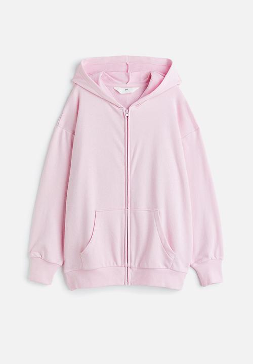 H&M - Oversized zip-through hoodie - light pink/creative spirit 