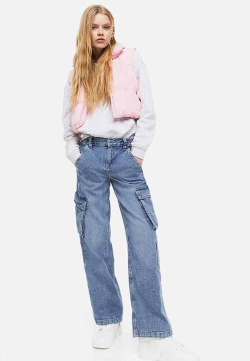 H&M - Straight low cargo jeans - light denim blue