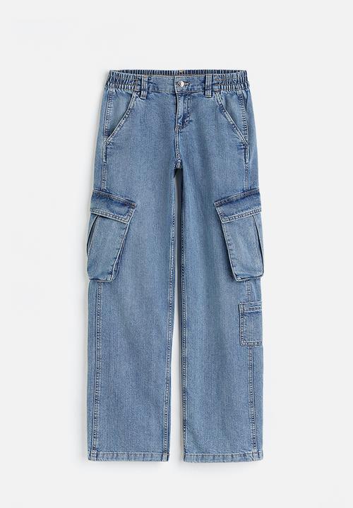 H&M - Straight low cargo jeans - light denim blue