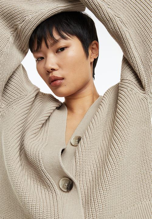 H&M - Rib-knit cardigan - light greige