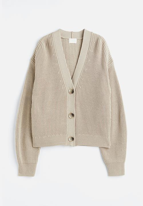 H&M - Rib-knit cardigan - light greige