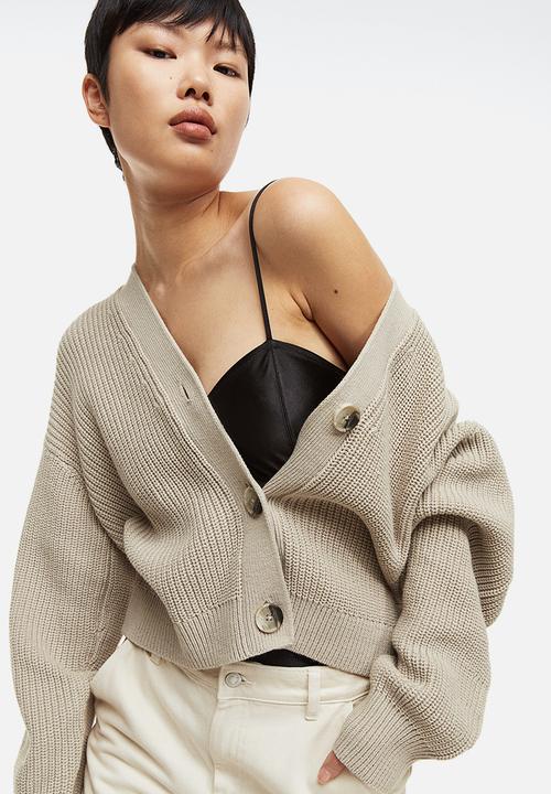 H&M - Rib-knit cardigan - light greige