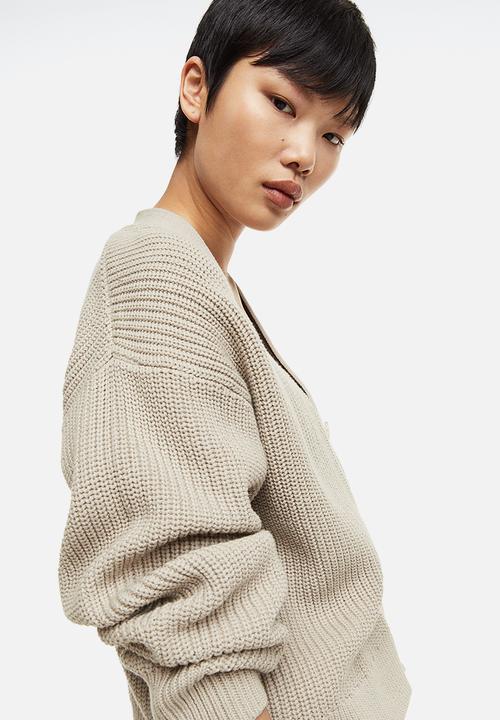H&M - Rib-knit cardigan - light greige