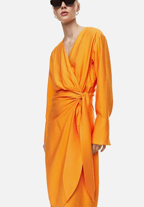 H&M - Tie-detail wrap dress - orange