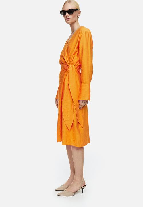 H&M - Tie-detail wrap dress - orange